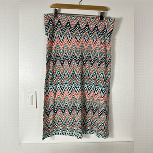 ROXY Womens Size XL Chevron Colourful MIDI Length Roll Too Waistband Skirt Beach